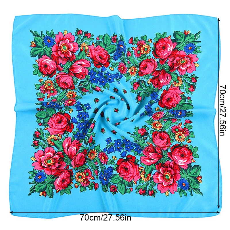 Russian Floral Printed Bandana Scarf For Women Square Handkerchief Headband Scarvesukrainian Floral Wedding Party Babushka Shawl