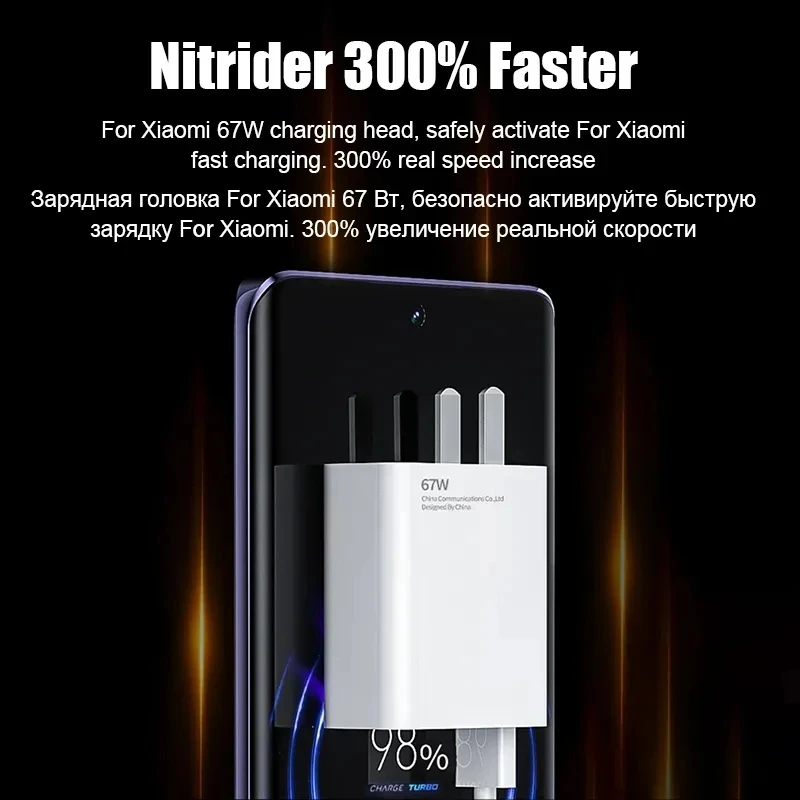 Cargador USB de nitruro de gallio súper rápido, adaptador de corriente, Cable tipo C 6A, carga rápida aplicable para Xiaomi, Samsung, Huawei, nuevo,