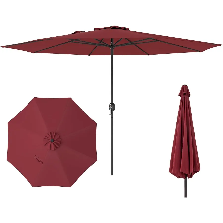 

12 FT Patio Umbrella Outdoor Market Umbrella with Crank Handle 8 Sturdy Ribs Double-Tiered Table Umbrella Sun-Protective Waterp
