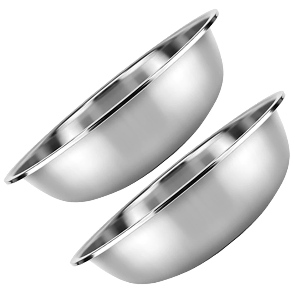 

2pcs Stainless Steel Vegetable Basin Large Kitchen Mixing Household Steel Washing Basin Thick Metal Bowl Flat Bottom Big Salad