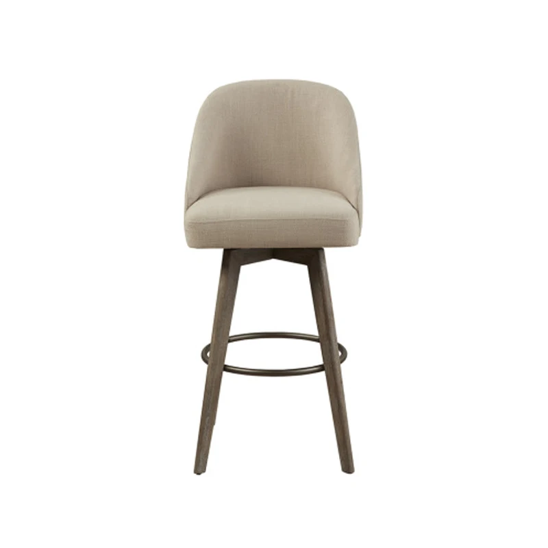 Madison Park Pearce Swivel Barstool - Elegant Simplicity with Reclaimed Grey Wood Legs & Matte Metal Footrest