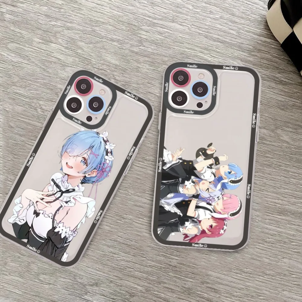 ReZERO Ram Rem Anim Phone Case For Samsung S 20 21 22 23 lite plus ultra Clear Mobile Cover Funda