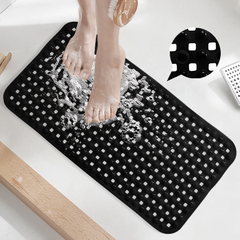 Non-Slip Bathroom Mat With Suction Cup,Quick Drain Bath Rug Bathroom Massage Ring Shower Mat Ellipses Hole Carpet