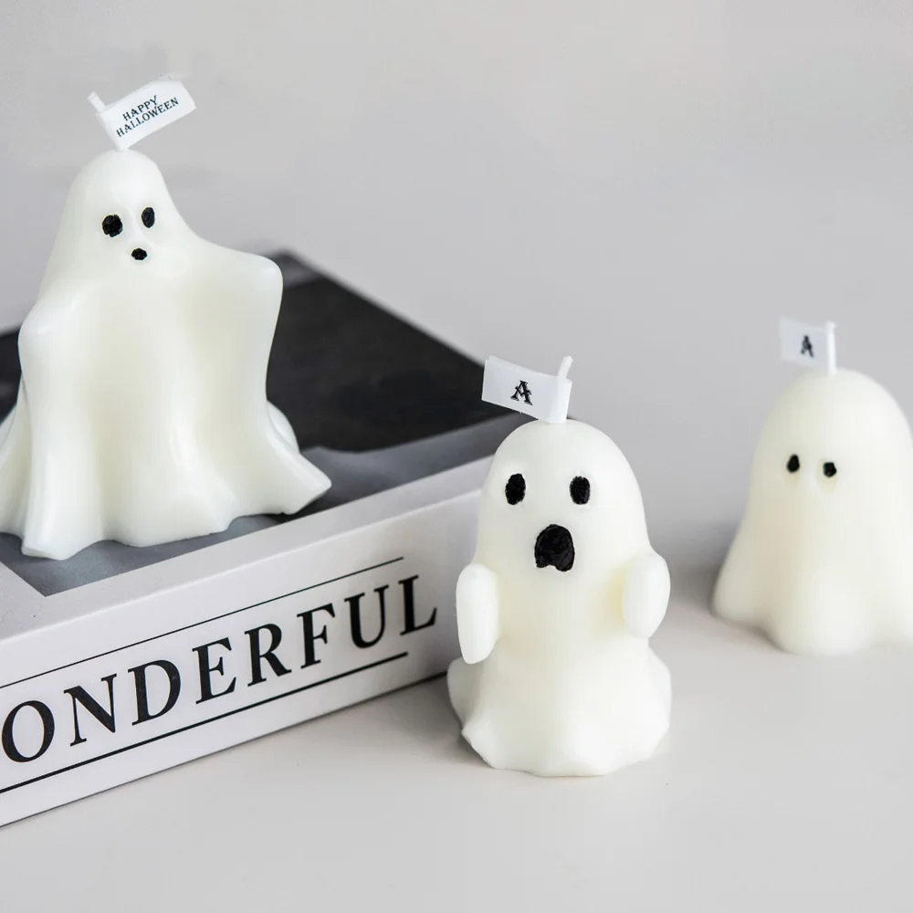 Halloween Spookkaars Creatieve Ornamenten Sfeer Kaars Met Spookachtig Design Luxe Geschenk Geur Kaars Feest Desktop Decor