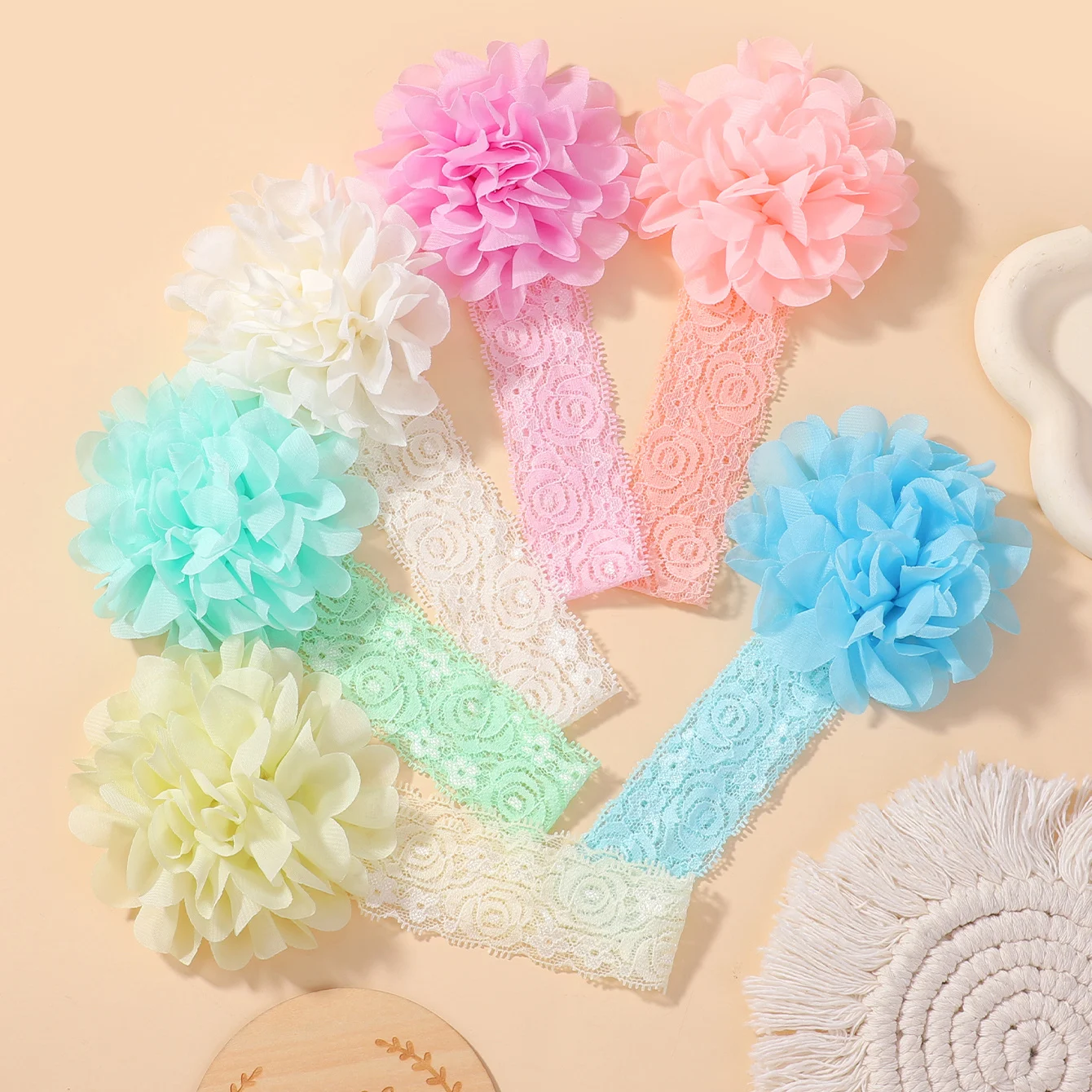 6pcs/lot Big Flower Head Band for Baby Girl Delicate Hollow Headband Bangs Newborn Soft Not Harmful to Hair Infant Headwear