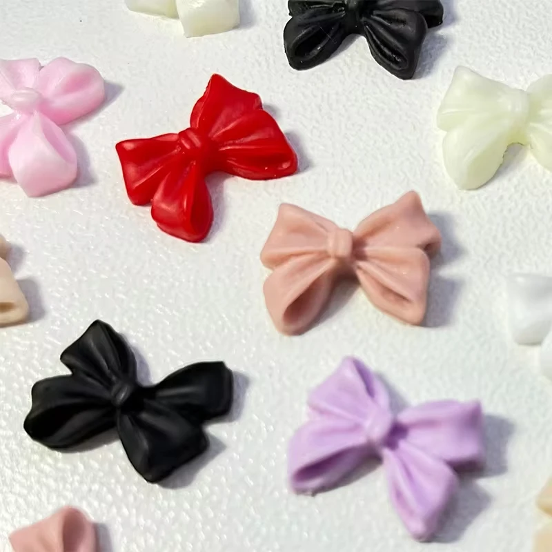100pcs 무작위 혼합 수지 Bowknot 활 다채로운 3D 네일 아트 장식 아크릴 손톱에 대 한 매력 스 터 드 쥬얼리 DIY 매니큐어 팁