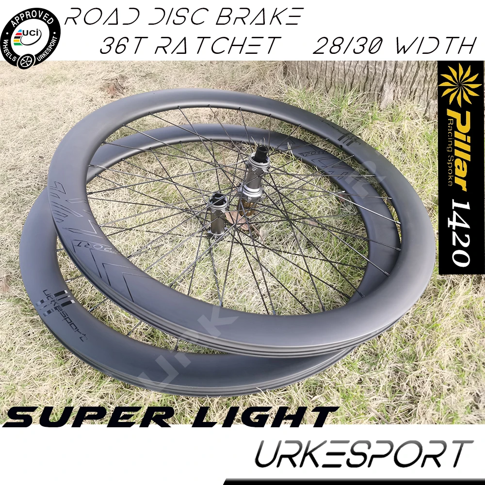 1250 g 28/30 mm 36T Ratschenlicht 700c Carbonräder Scheibenbremse Straße UKS210 Drahtreifen Tubeless Säule 1420 Straßenscheibenlaufradsatz