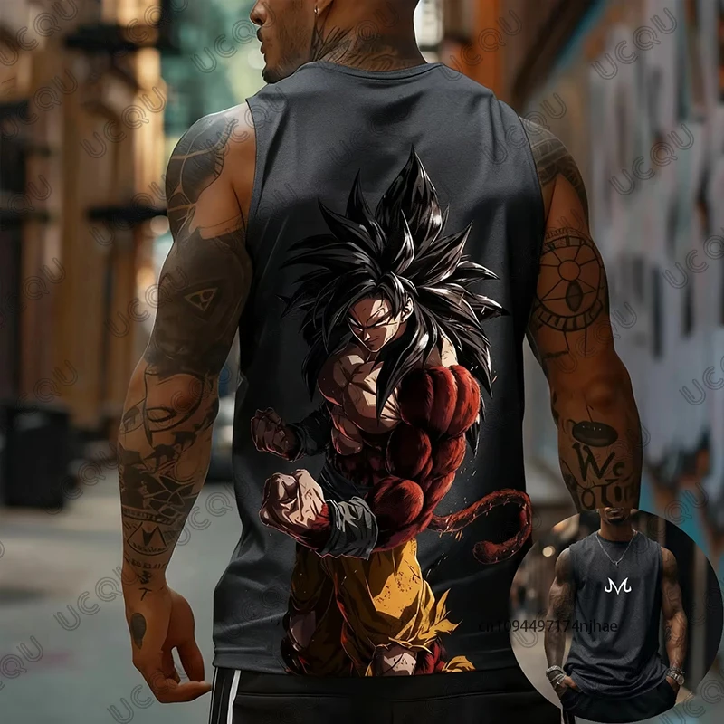 Dragon Ball Anime Son Goku Super Saiyan Print Men‘s Sleeveless T-shirt Summer Sports Cosplay Vest Tank Top Casual Kids/Adult Tee - view 4