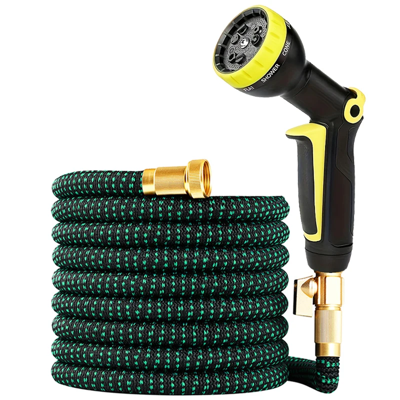 Tubería de agua extensible de alta resistencia de 25/50/75/100 pies, conector rápido, con boquilla ajustable, manguera para riego de jardín y lavado de autos
