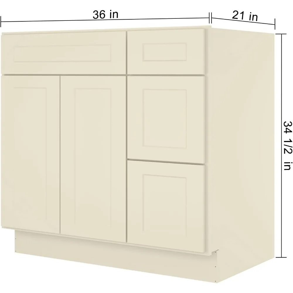 36'' Bathroom Vanity Sink Base Cabinet with 2-Doors, Storage Cabinet with 3-Drawers on The Right,Suitable for Bathrooms,Kitchens