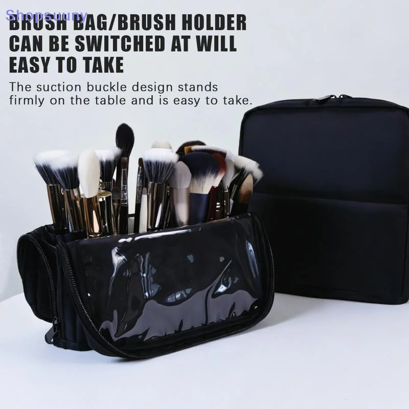 [SU]1Pcs Foldable Makeup Artist Storage Makeup Brushes Pouch Stand-up Makeup Brushes Storage Bag With Adjustable Dividers[SU]