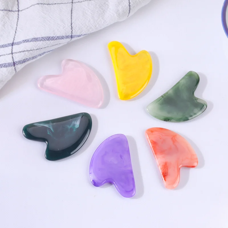 

Скребковая доска для лица из смолы в форме сердца, лифтинг-массажер для красоты, инструмент для массажа лица и глаз