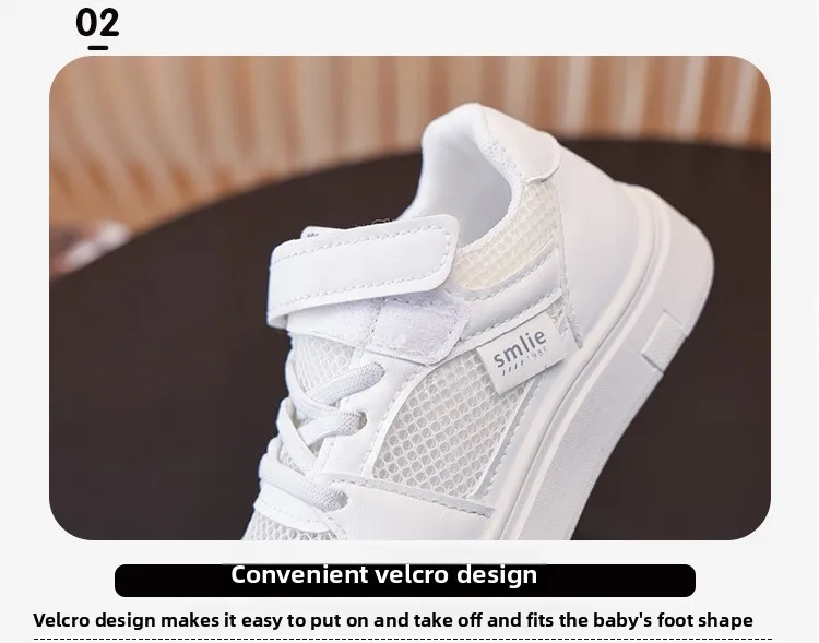 Kinder Weiße Schuhe 2026 Sommer Jungen Sportschuhe Mesh Atmungsaktive Boardschuhe Mädchen Hohle Freizeitsneaker Weiche Sohle Kinderschuhe – Detail 8