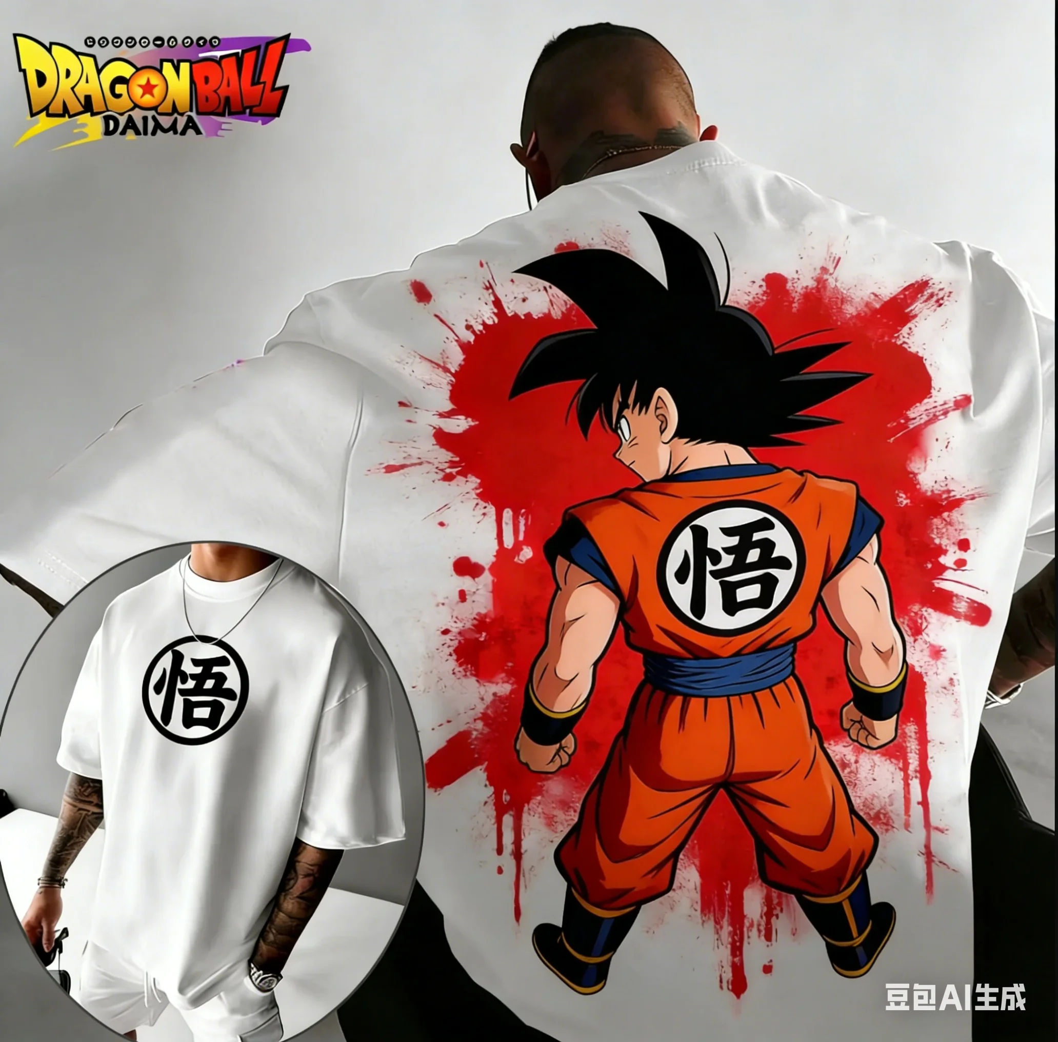 

Minimalist Line Dragon Ball Goku Drop-shoulder T-shirt, Suitable for Daily Commuting, Versatile, Loose Fit, Unisex Short-sleeve