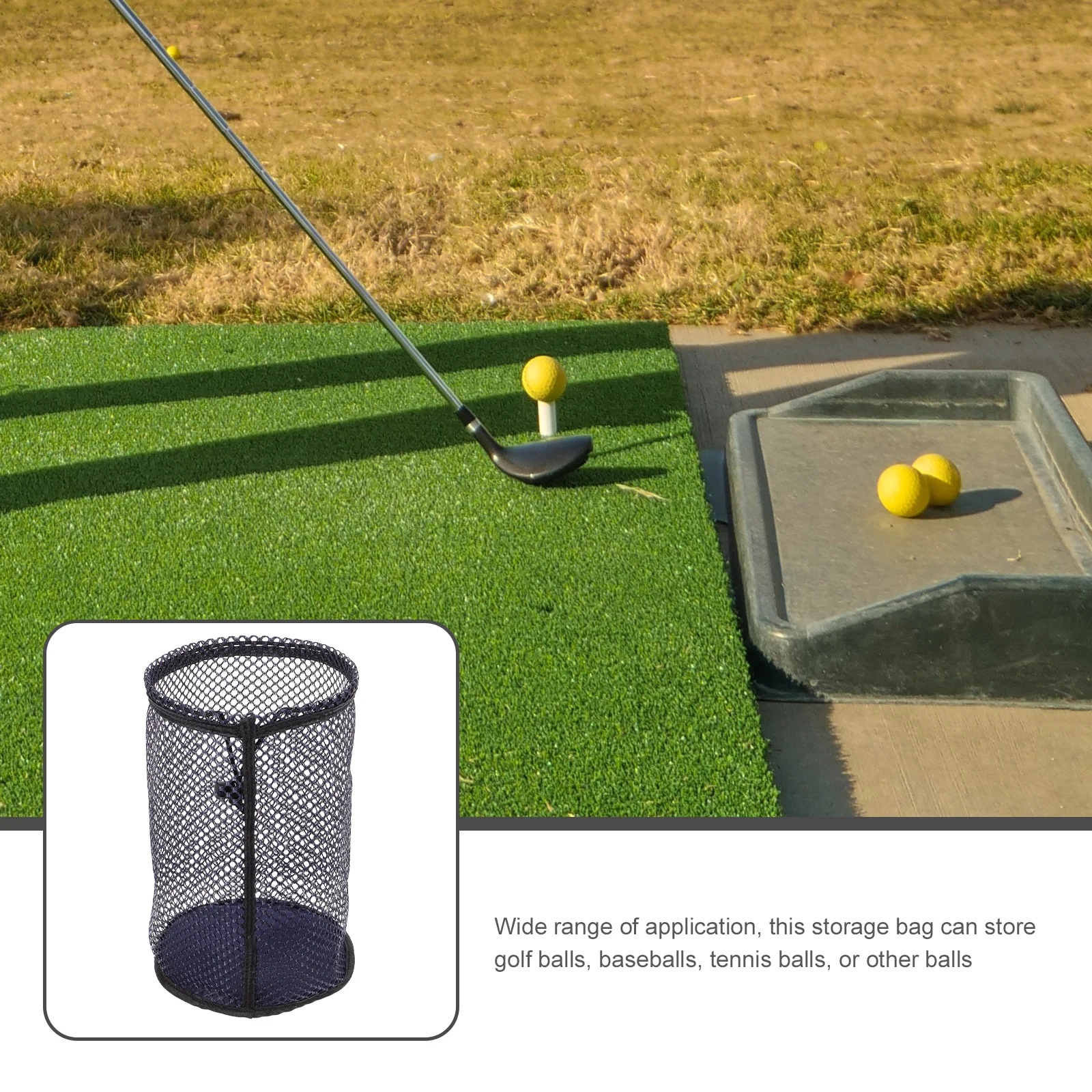 

s Golf Bag Black Storage for 50 Balls Golf Ball Picking Bag Nylon Mesh Drawstring Tennis Accessories Sports Net Bags