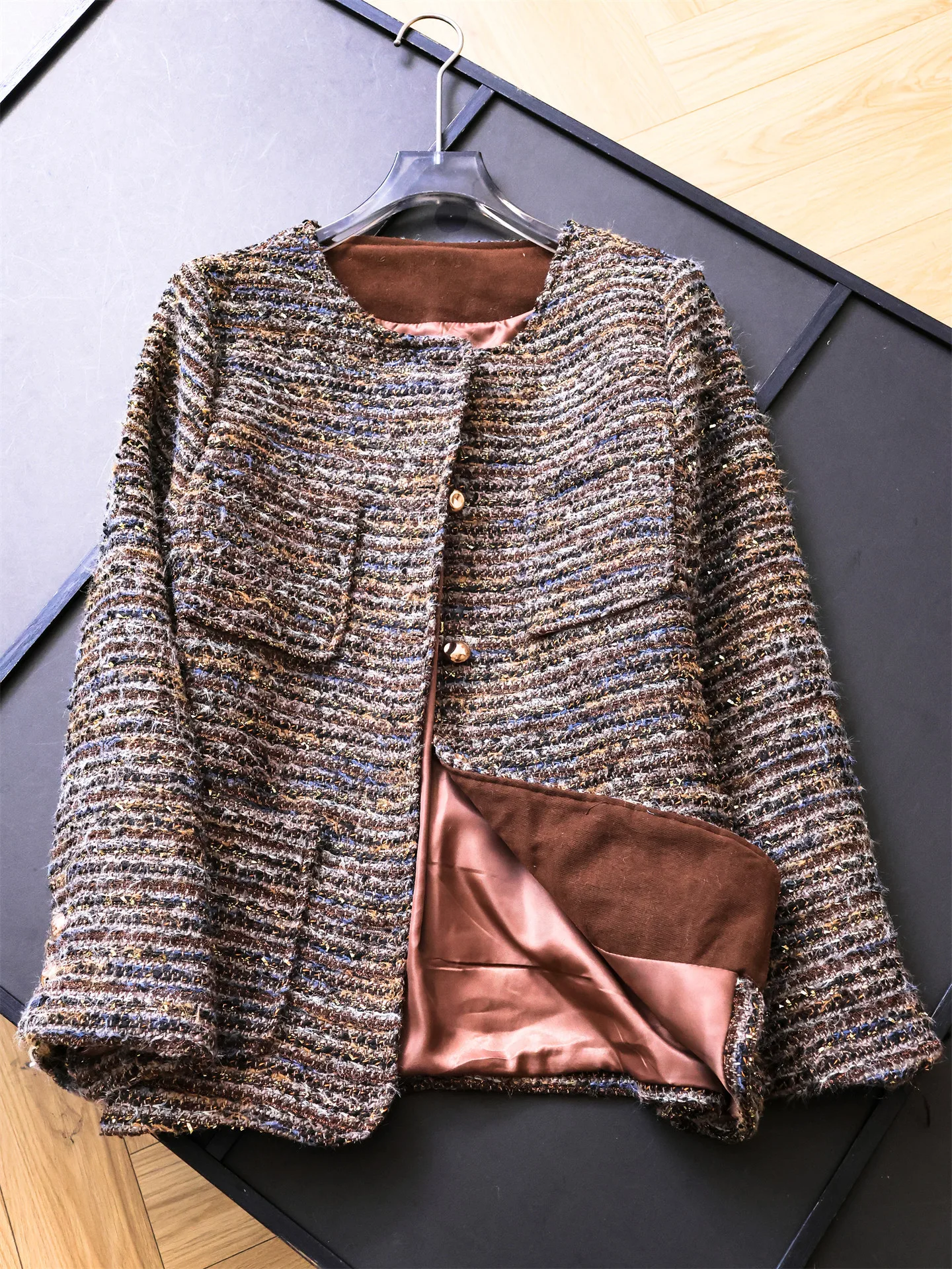 Elegant H-Shape Long Sleeve round Neck Single-Faced Tweed Coat Stylish Shoulder-Line Women's Woolen Coat B898 Fashionable Bus...