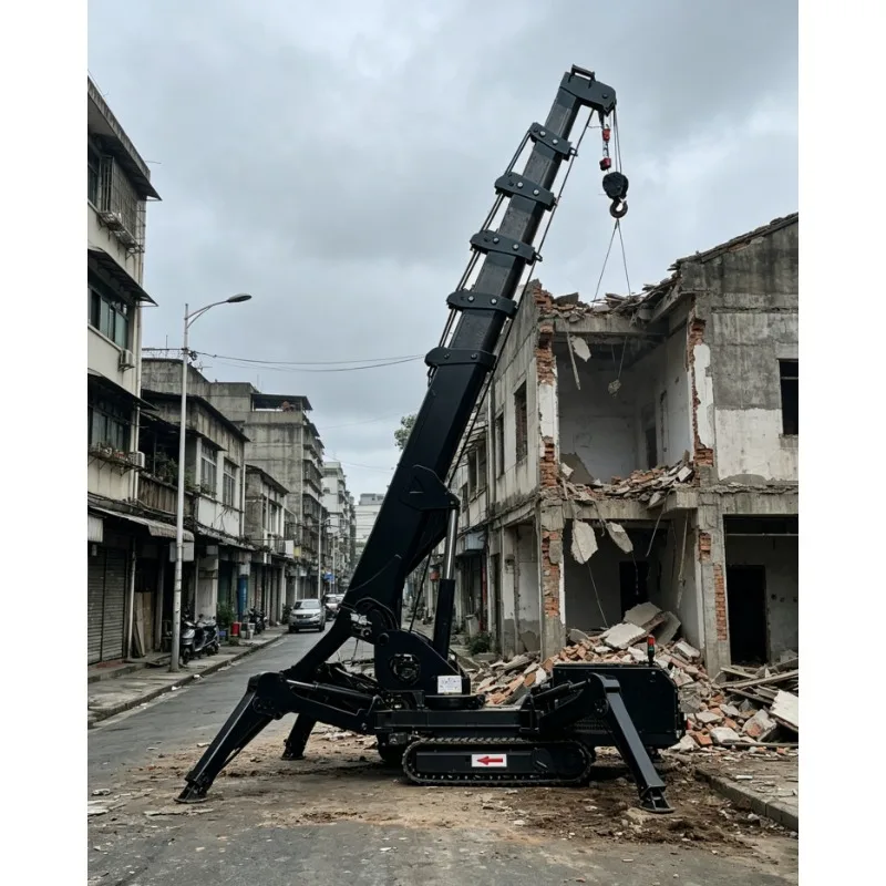 Mini Spider Crane 3T 6T 8T Foldable Hydraulic Crawler Small Turning Radius Remote Control Indoor Construction Lifting Equipment