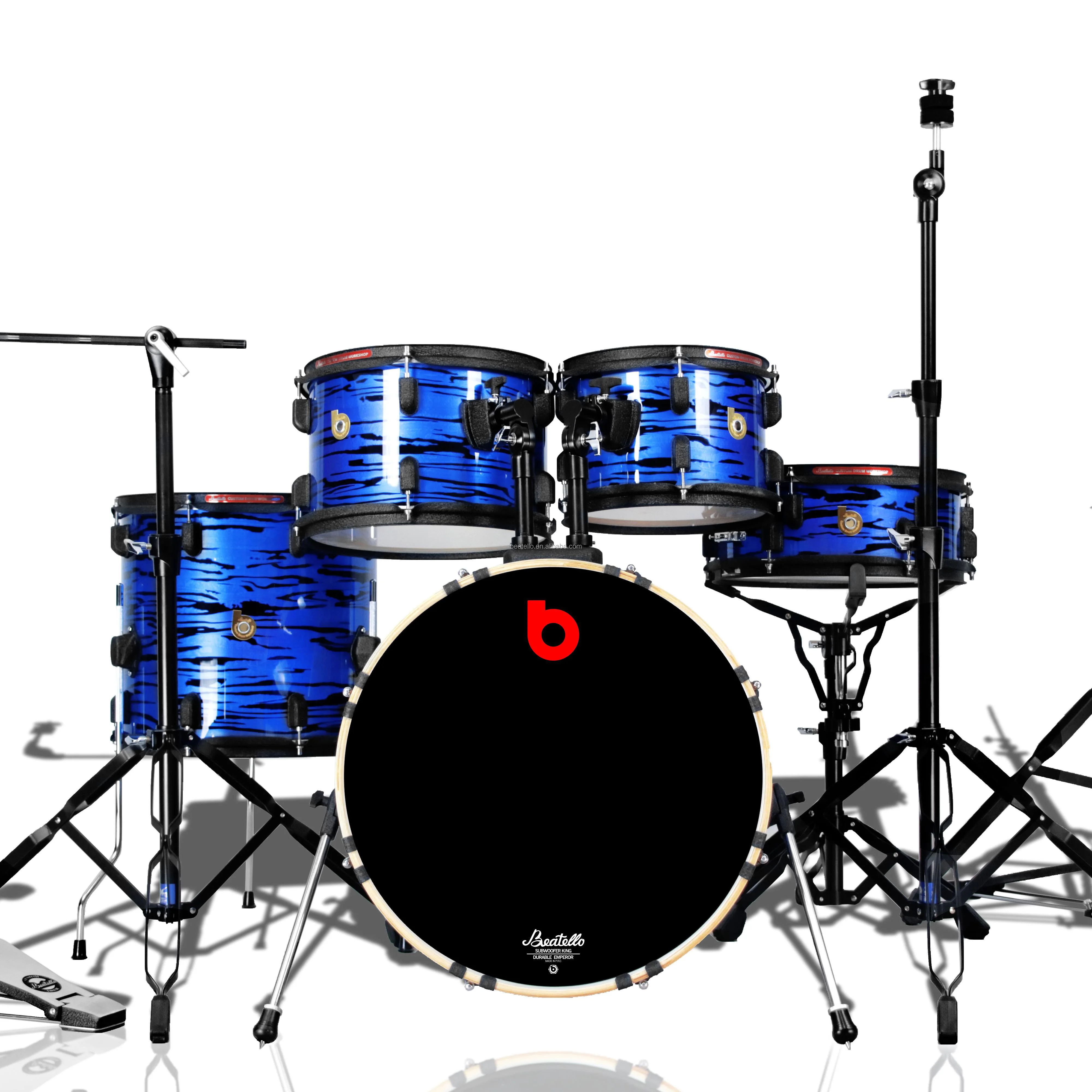 Silencing Drum Set Quick Switch Between Normal & Mute Modes Mute Drum Set With Blue/Pink/Black/Yellow Wood Grain