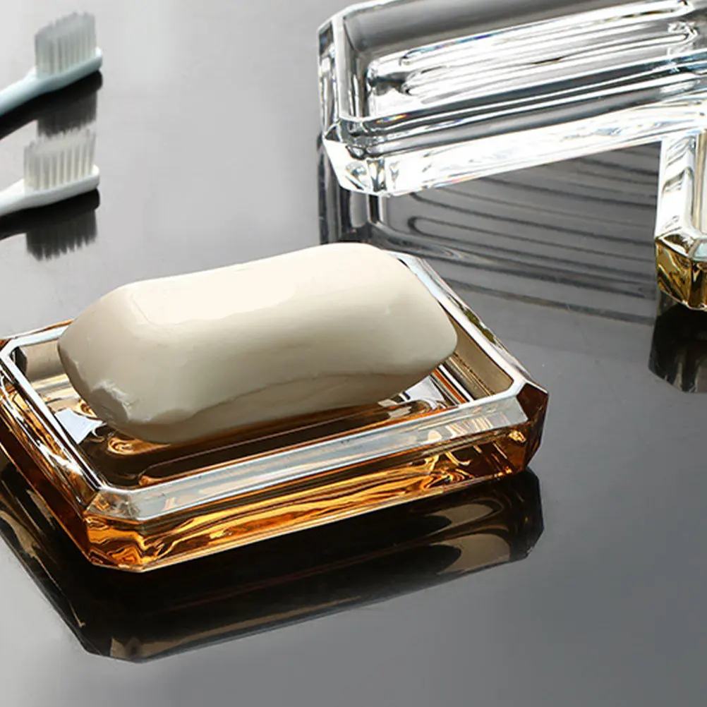 

Decorative Soap Dish Made of High-Class Glass Strong Load-Bearing Non-Slip Surface Easy Carry Household Soap Case