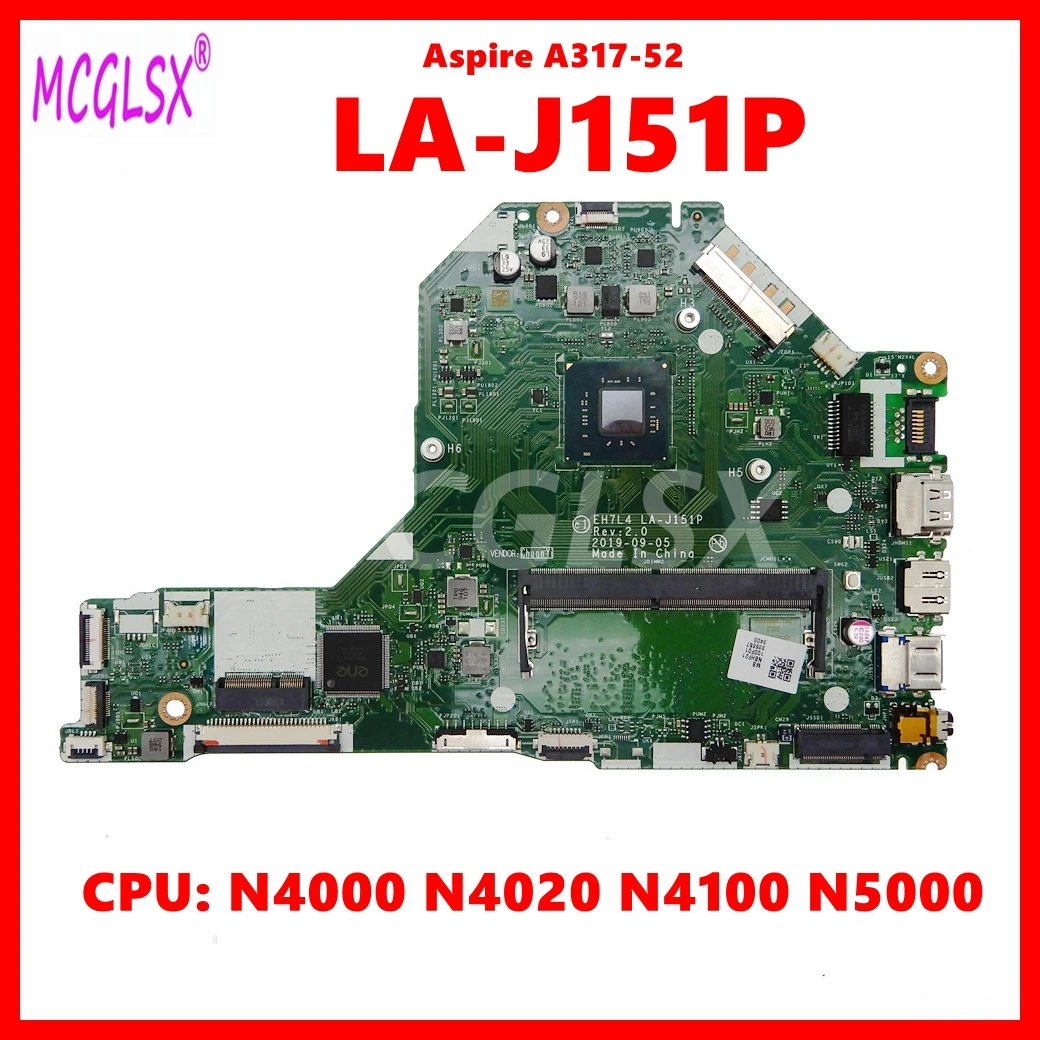 

LA-J151P Notebook Mainboard For Acer Aspire A317-52 Laptop Motherboard with N4000 N4020 N4100 N5000 CPU 100% Tested OK