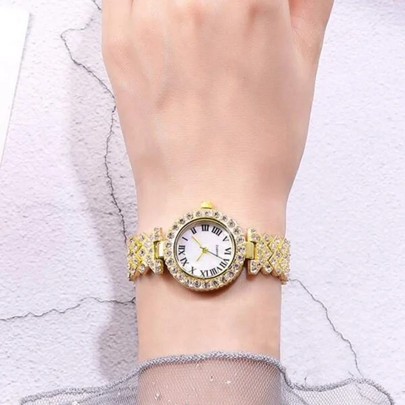 3pcs/set Watches Jewelry Set Round Pointer Quartz Watch & 2pcs Bracelet Fancy Women Watches Jewelry Sophisticated And Stylish