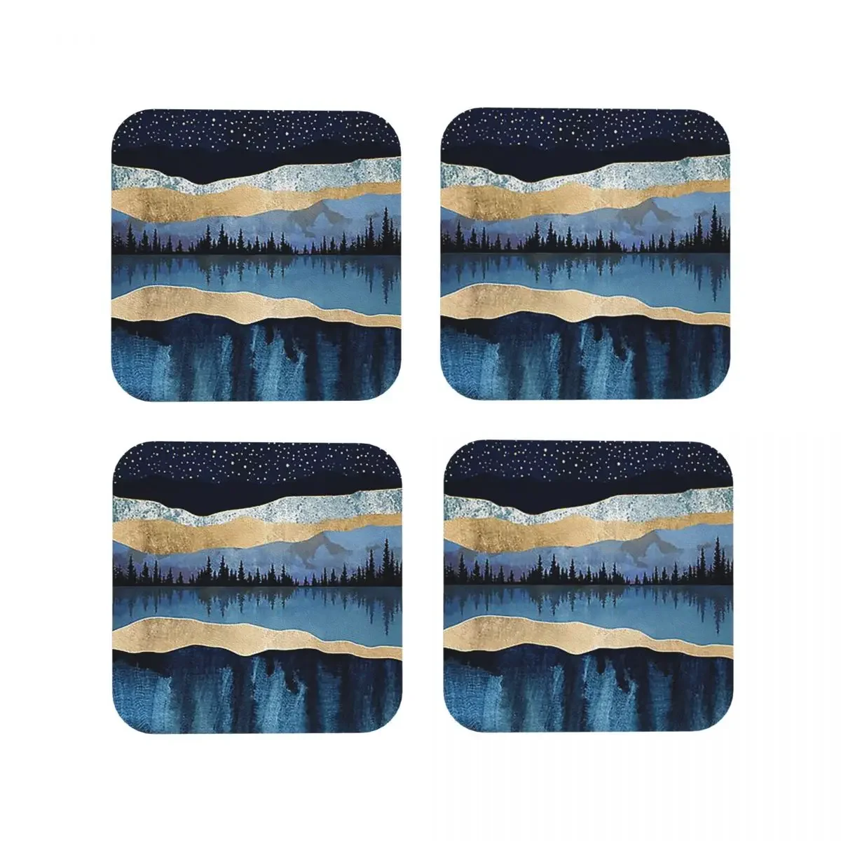 Midnight Lak Coasters Kitchen Placemats Waterproof Insulation Cup Coffee Mats For Decor Home Tableware Pads Set of 4