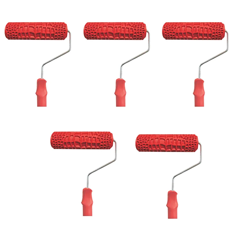 

FAST-5Pcs 7-дюймовый тисненый валик для рисования крокодиловой кожи с ручкой для украшения стен