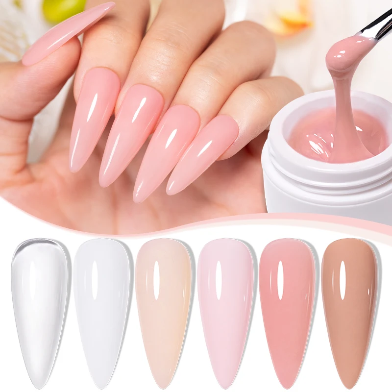 BOZLIN 15ml Creamy Extension Gel Nail Polish Hard Jelly Build Nail Clear Nude Color French Soak Off UV LED Gel Description