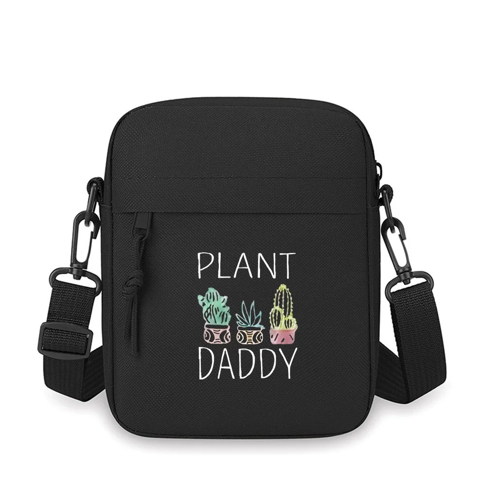 Plants in pots,text 'Plant Daddy'. Men Crossbody Bag Single Shoulder Women Cartoon Anime Film Printing Design Unisex