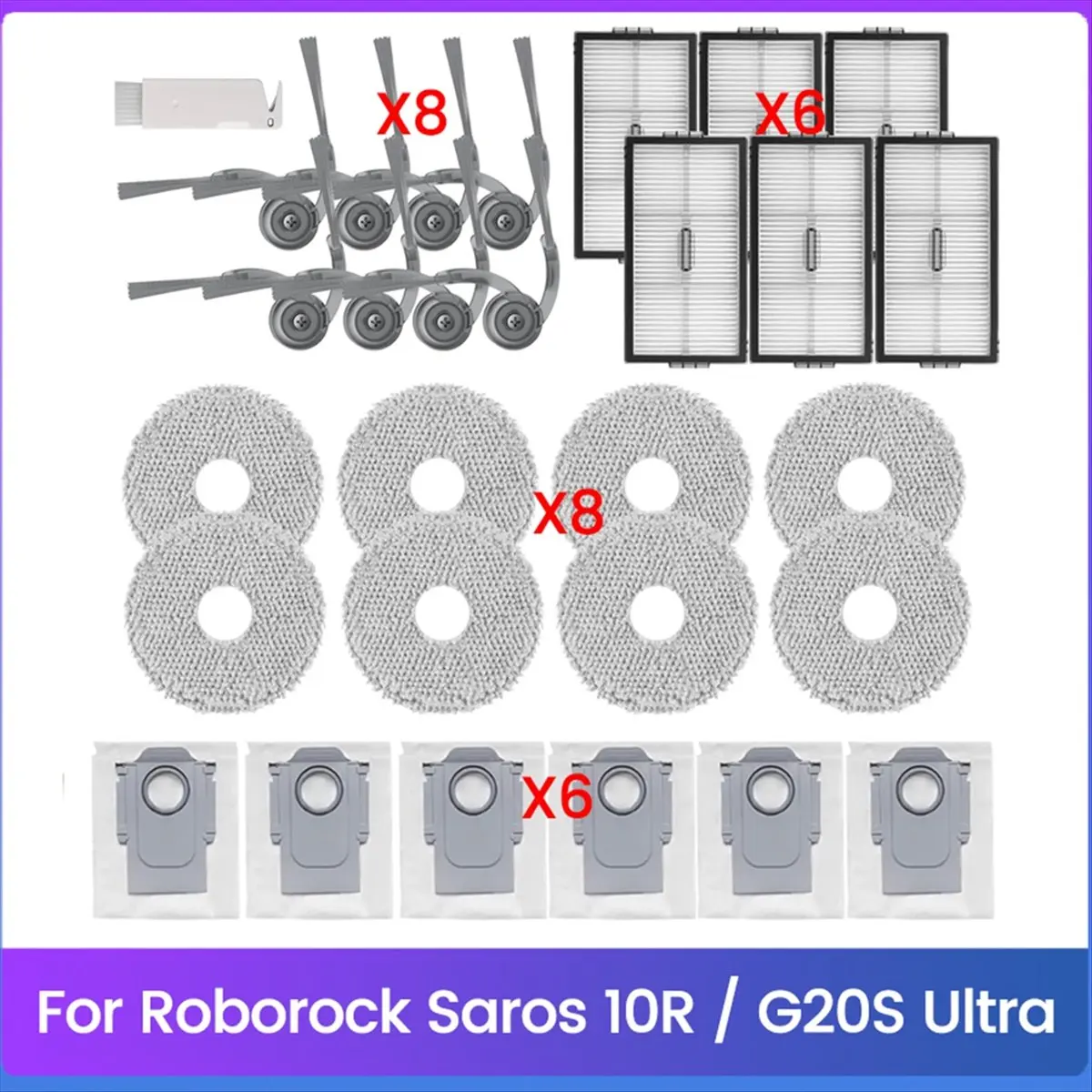 a17g-29個入り-roborock-saros-10r-g20s-ultra掃除機交換部品-サイドブラシ-hepaフィルター-モップクロス-ダストバッグ