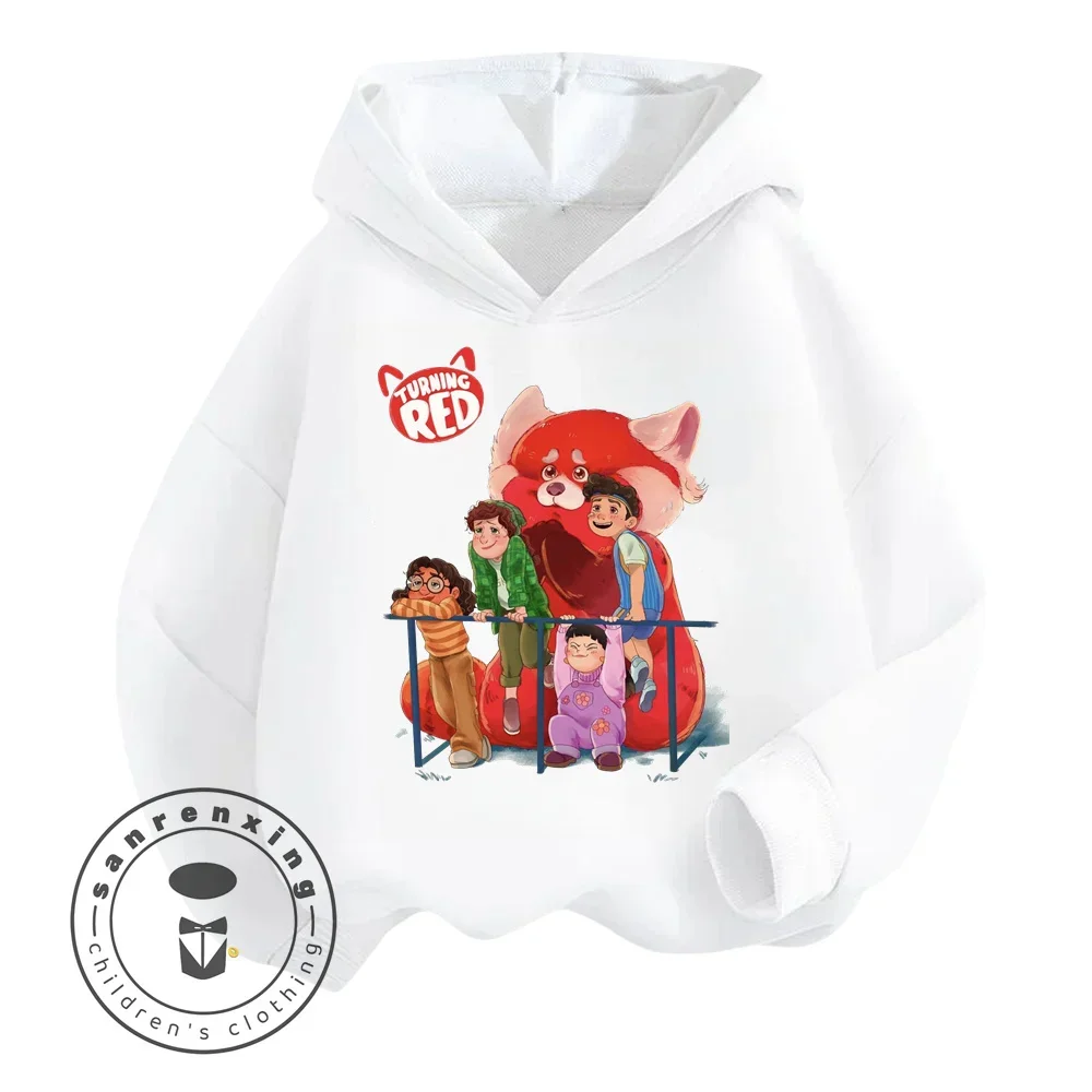 2024 Turning Red Cartoon Inspired Long Sleeve Apparel Crafted Comfort Breathability Children\'s Spring Fall Long Sleeved Hoodie