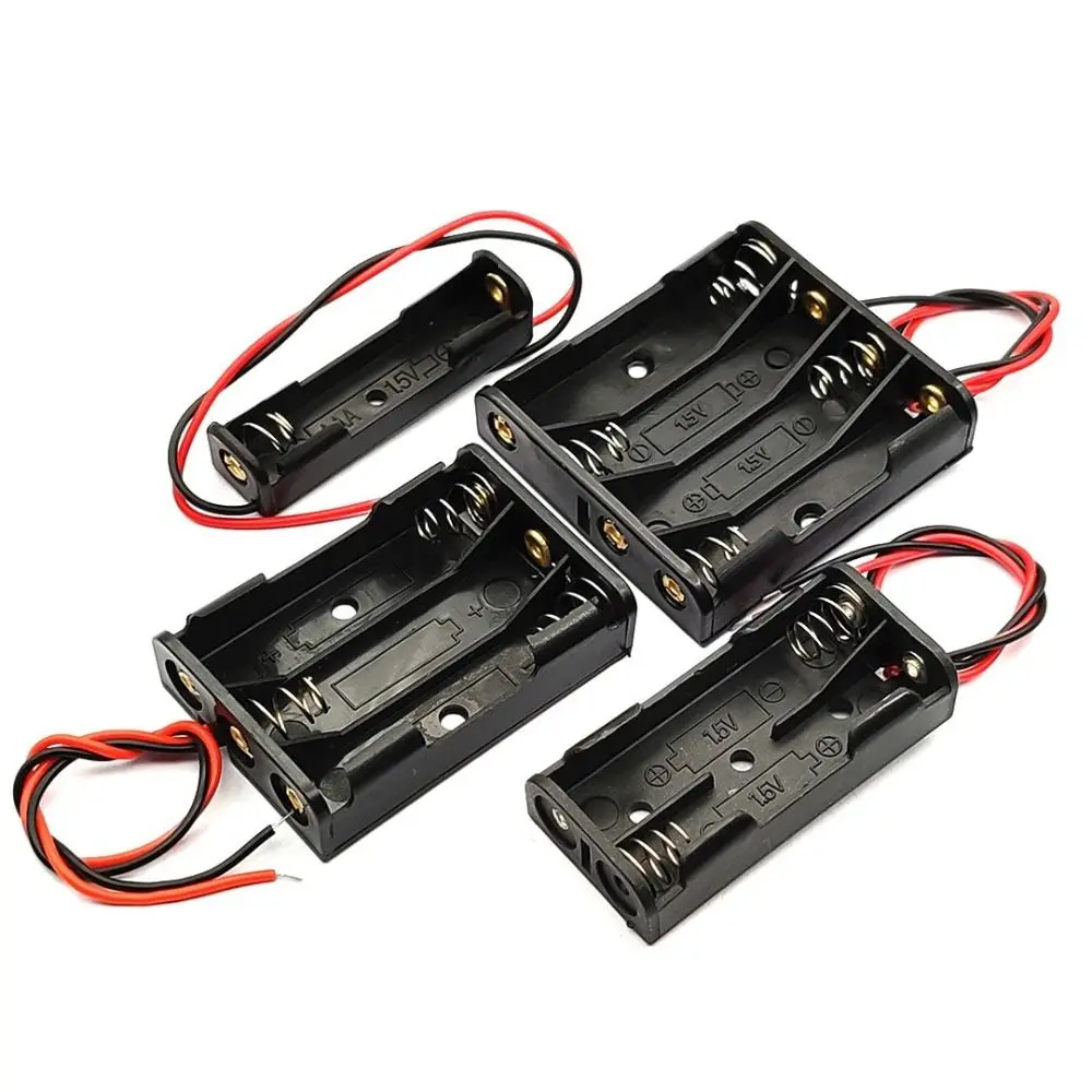 1/2/3/4/5/6 Slots Battery Holder Plastic Material With Wire Leads Battery Storage Case Nickel-plated Brass Easy Soldering