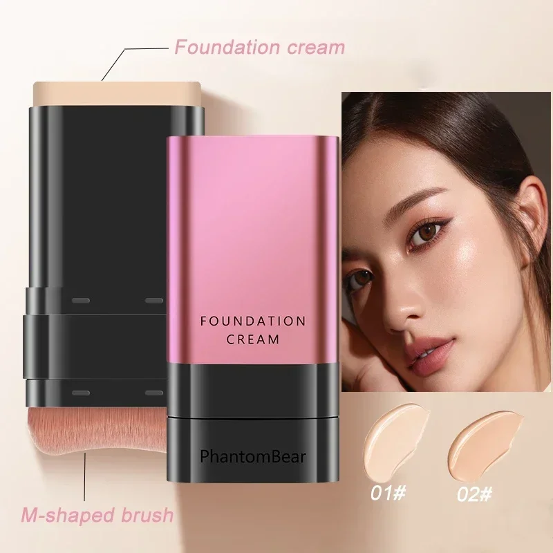 

2 In 1 Eraser Foundation High Coverage Concealer Stick With Big Brush Moisturizing Waterproof BB Cream Korean Face Makeup Base