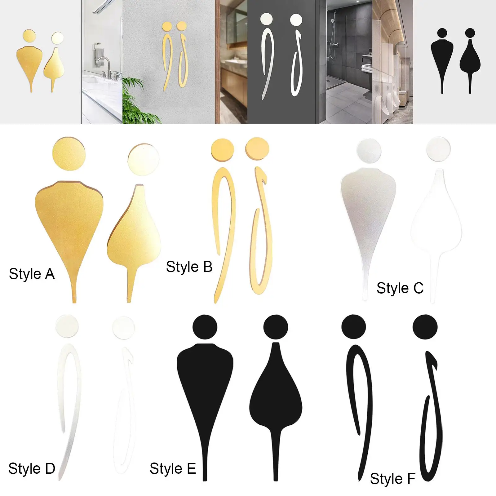 Tanda Toilet 3D Simbol Kamar Mandi Tanda Kamar Mandi Tanda Toilet Tanda Kamar Mandi untuk Kamar Mandi Tempat Umum Tempat Parkir Kamar Kecil