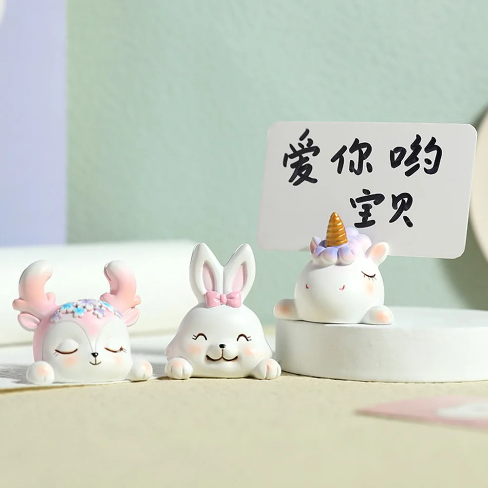 

3 Pcs Memo Holders Desk Photo Clips Adorable Design Note Card Stand Reusable Party Decorations Place Cards Holder Table Number