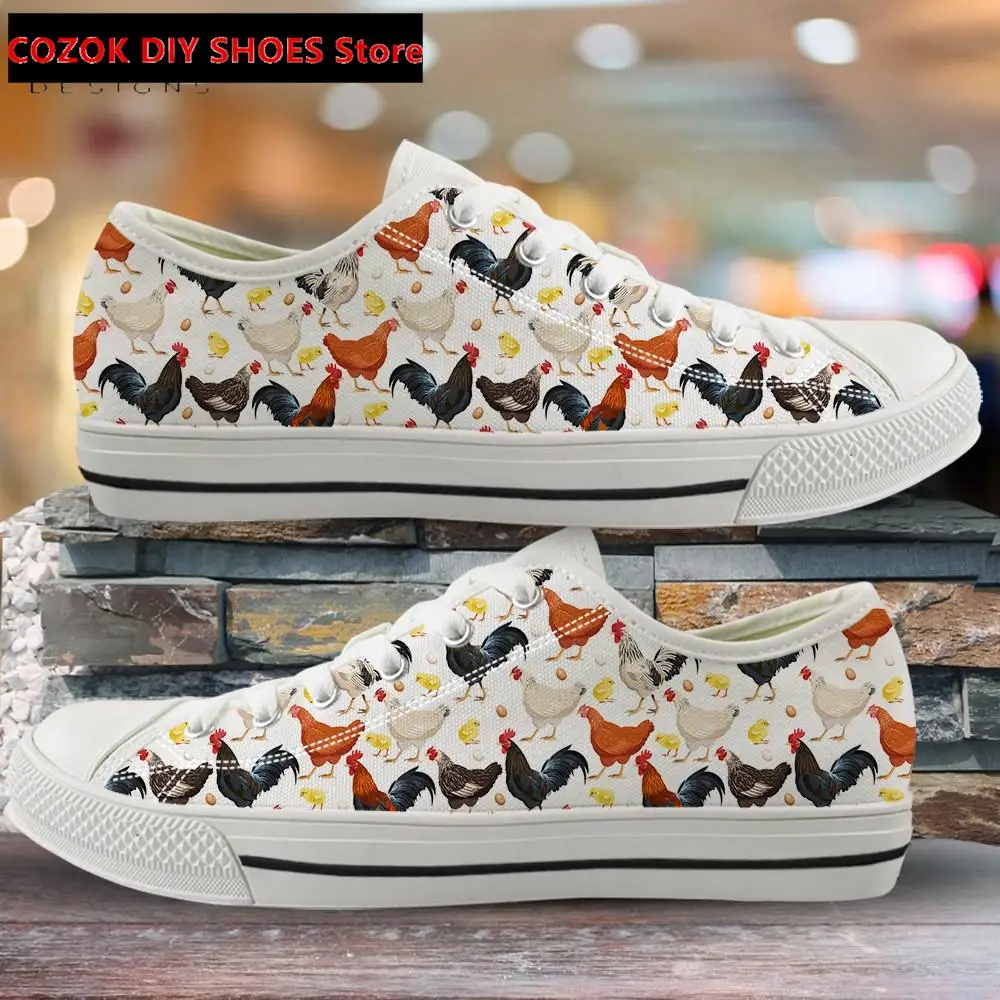 Cute Rooster Hen/Chickens Custom Print Woman Vulcanized Sneakers Spring/Autumn 2020 Casual Shoes Low Top Canvas Shoe