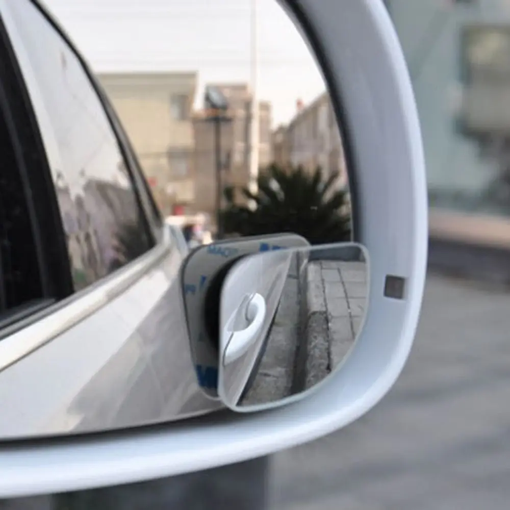 1 Pair 360 Degree Car Mirror HD Blind Spot Mirror Wide Angle Ultrathin Vehicle Parking Rimless Mirror Self-Adhesive Frameless