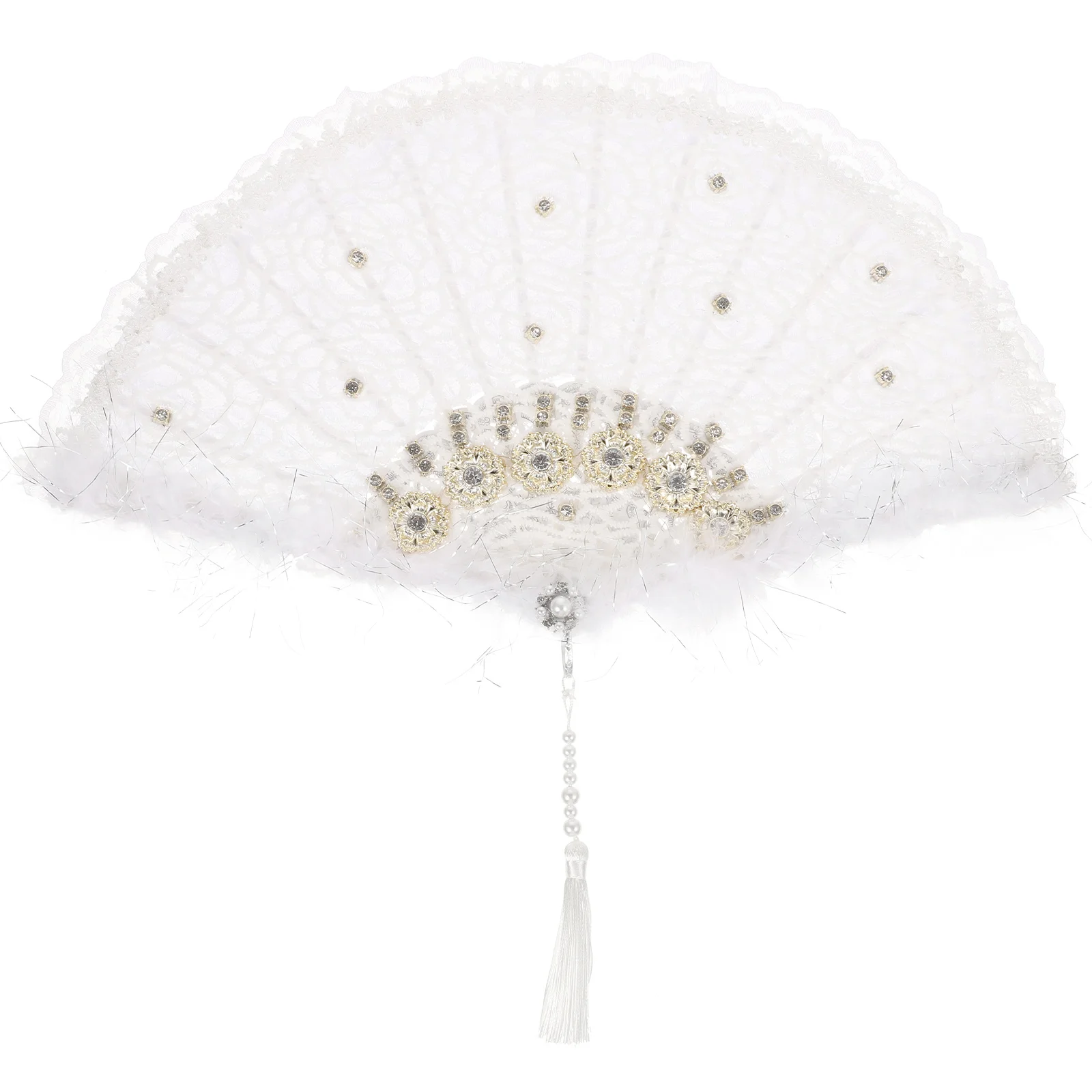 

Handmade Premium Plume Decorative Folding For Wedding Bridal Party Stage Performance Masquerade Festival Dance Fan Prop Gift