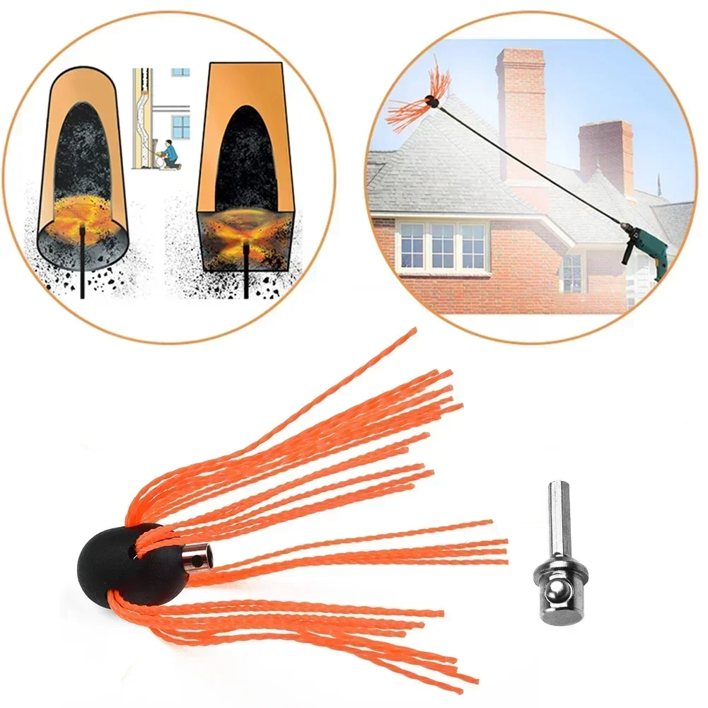 Aluminum Chimney Power Sweeping Brush Cleaning Rotary Sweep DIY Set Flexible Brush Head Reinforced Nylon Chrome Chuck