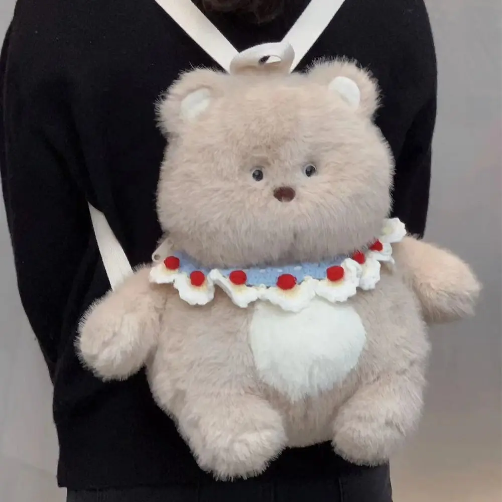 

New Cute Shoulder Bag Doll Plush Light Brown Plush Bag Milk Tea Bear Lovely Bear Shoulder Bag Women Girl