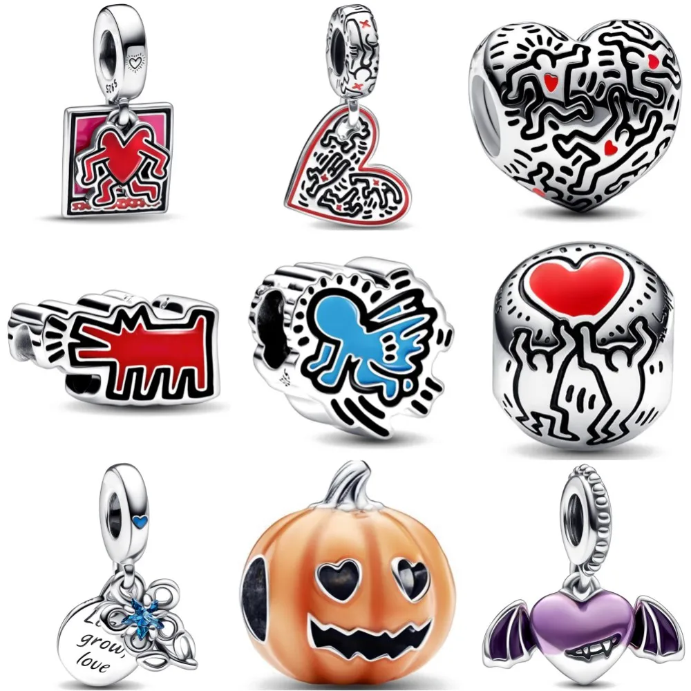 

New In Running Heart People Pendant charms Bead Fit Pandora Charm 925 Silver Original Bracelet Silver 925 Trinket DIY Jewelry