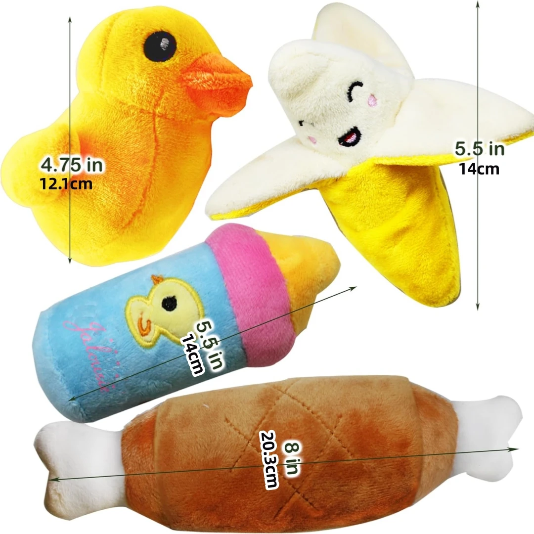 12 piece set of plush animal dog toys, dog squeaking toys, cute pet plush toys, filled puppy chewy toys suitable for small and m