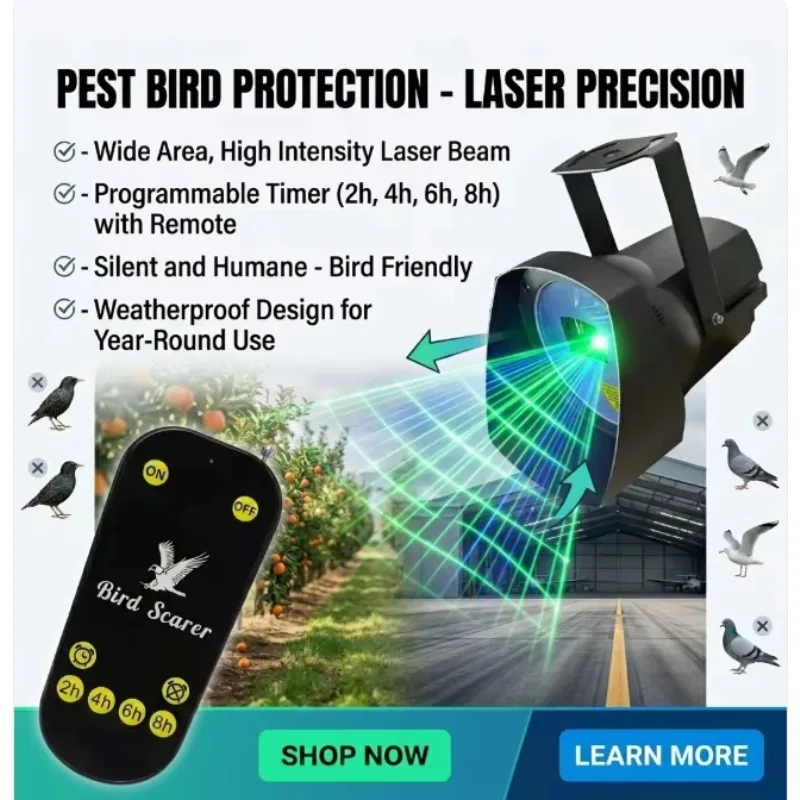 120° Rotating  Bird Repeller Outdoor Farm & Paddy Field Bird Deterrent System for All-Day Protection  Bird Repeller