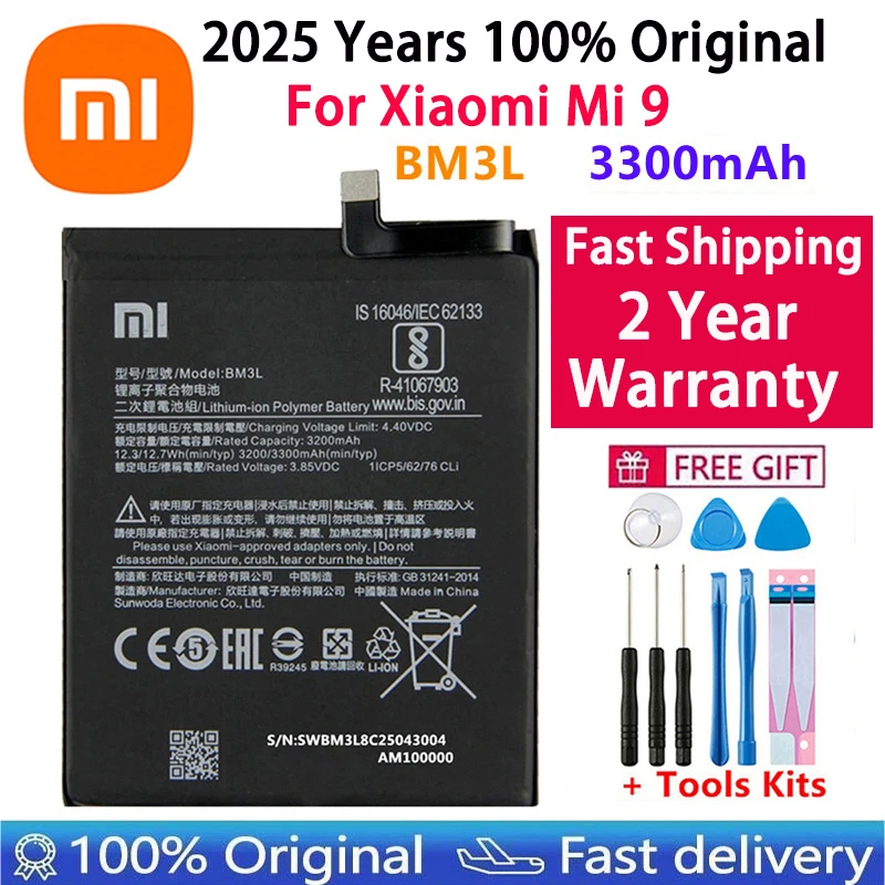 2025 Years 100% Original Battery BM3L BM3M BM4F For Xiaomi Mi 9 Lite Mi9 Lite / Mi A3 CC9 CC9e / Mi 9 SE Mi9 SE Phone Batteries