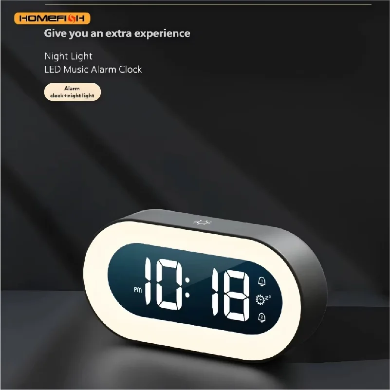 Popular Student Bedhead Bedroom Multi functional LED Silent Night Light Electronic Alarm Clock Night Light Clock
