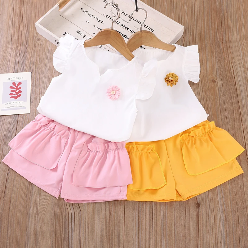 New Summer Fashion Baby Clothes Suit Children Girls Vest Shorts 2Pcs/Sets Toddler Clothing Infant Casual Costume Kids Tracksuits