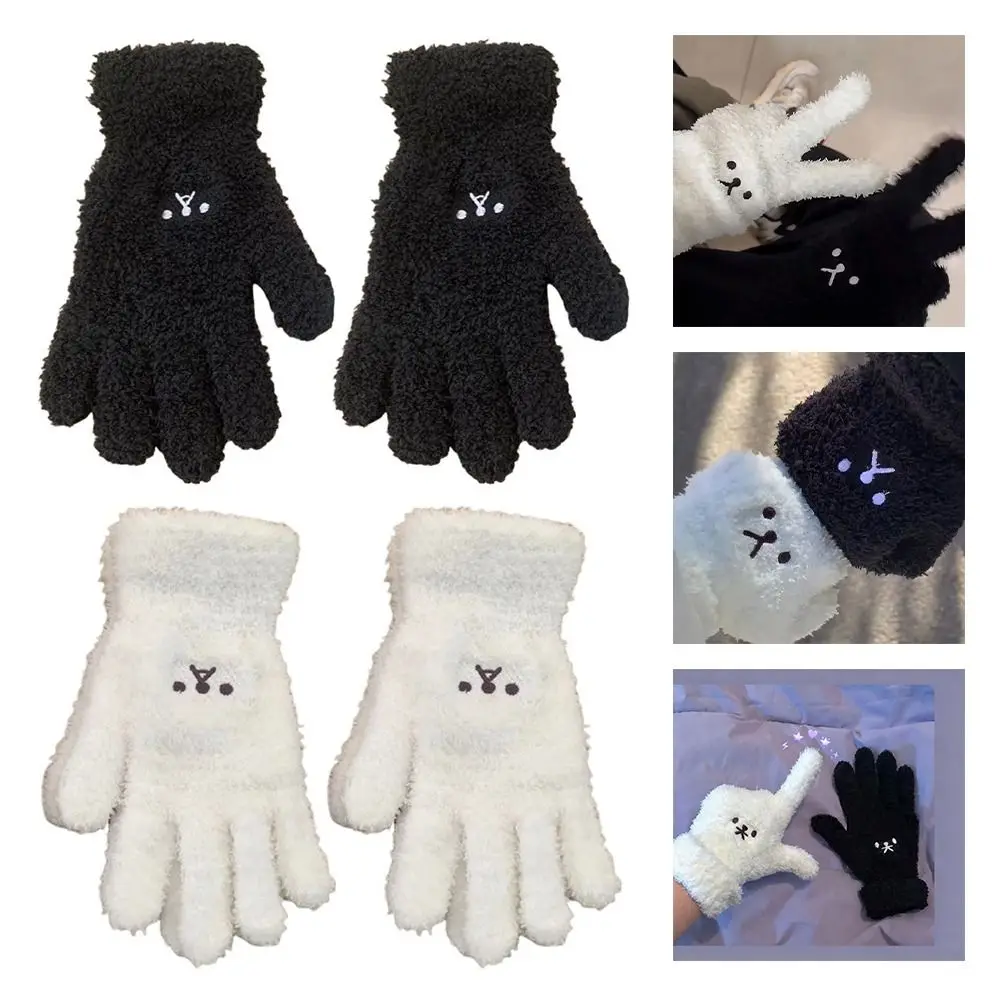 

Перчатки с вышивкой из кораллового флиса, антифриз, мягкий материал, спортивные перчатки, однотонные, простой дизайн, зимние перчатки, уличные велосипедные перчатки