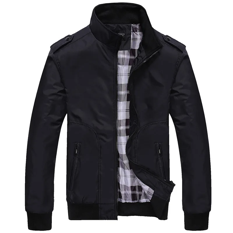 Spring And Autumn Casual Stand-Up Collar Jacket Men's Jacket Men's Baseball Clothing Tooling Blue Top