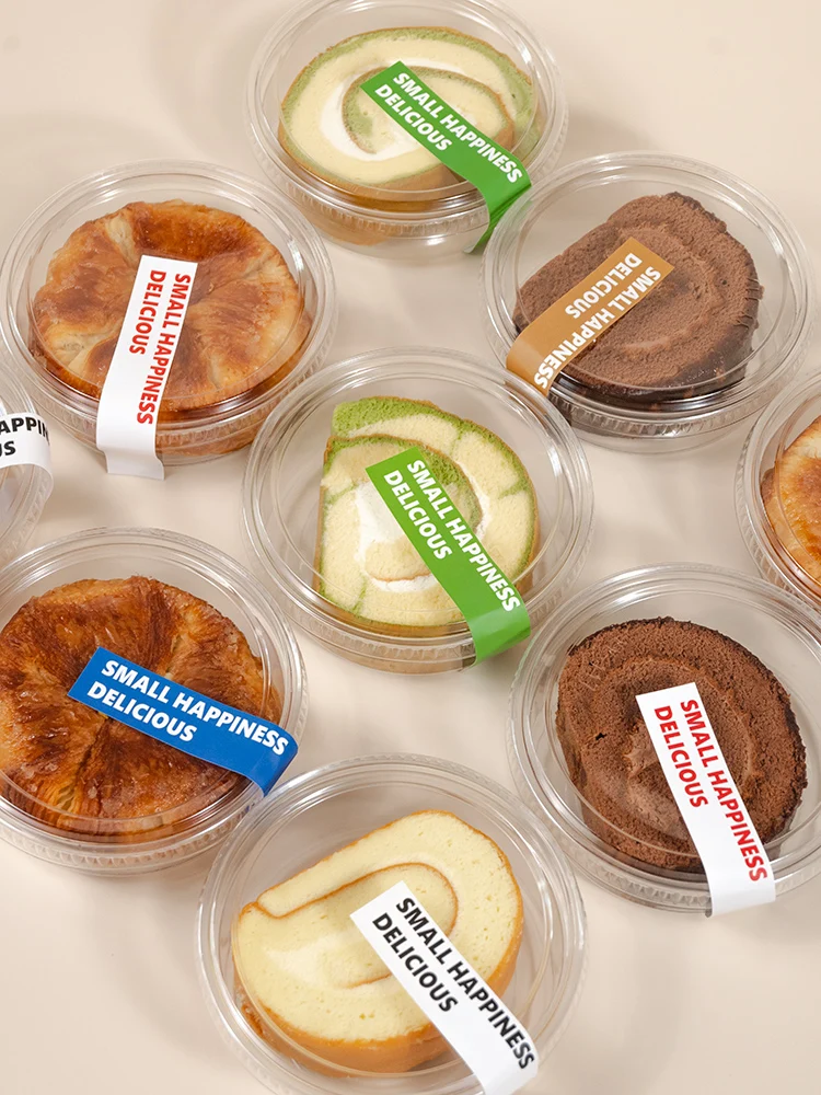 

Transparent round Cake Roll Paaging Box Tirsu Pudding Fruit Salad Cup Cake Slice Box Kitchen Baking Tools Home Use