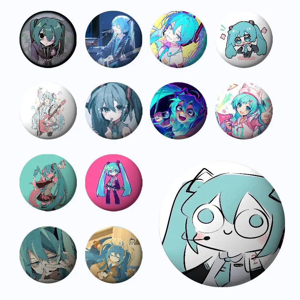 H-Hatsunes M-Miku Badges Tinplate Soft Button Pin Brooch Metal Badge Custom Jewelry Accessories Hat Bag Lapel